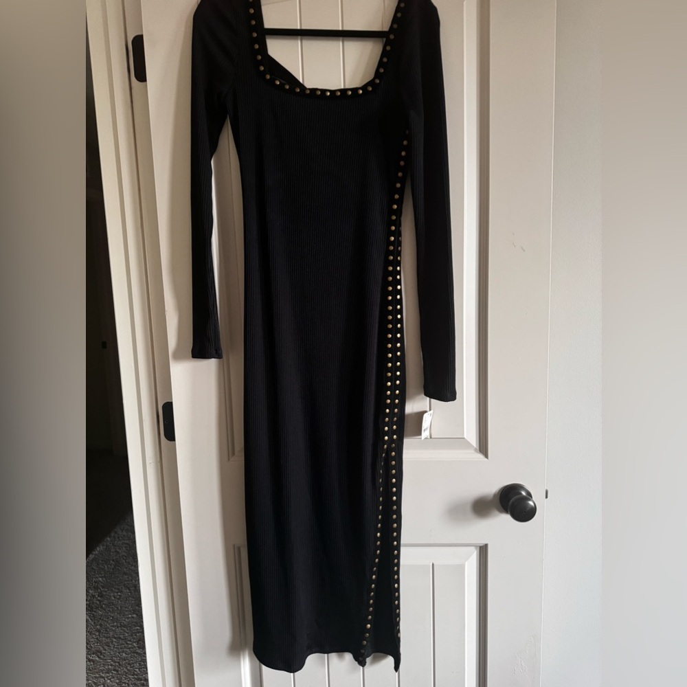 Free people black ribbed studded dress
